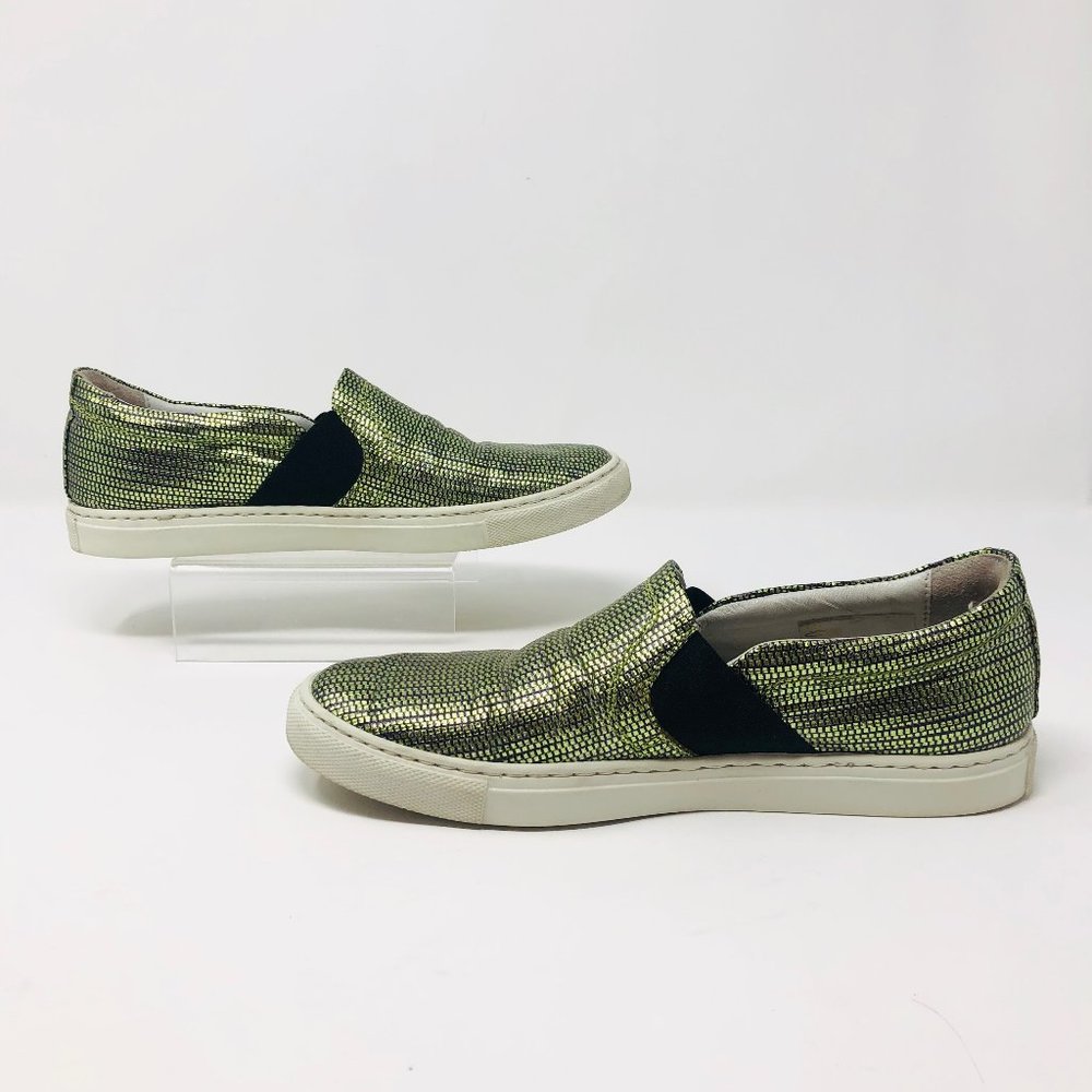 Lanvin Metallic Green Purple Slip-On Sneaker